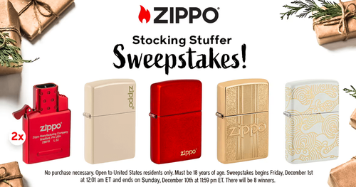 Zippo Stocking Stuffer Sweepstakes